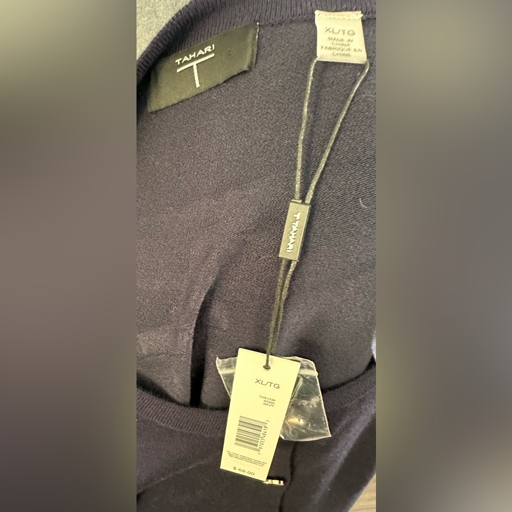 Tahari Navy Cardigan with Gold Buttons – NWT (Size: XL) - Picture 6 of 7